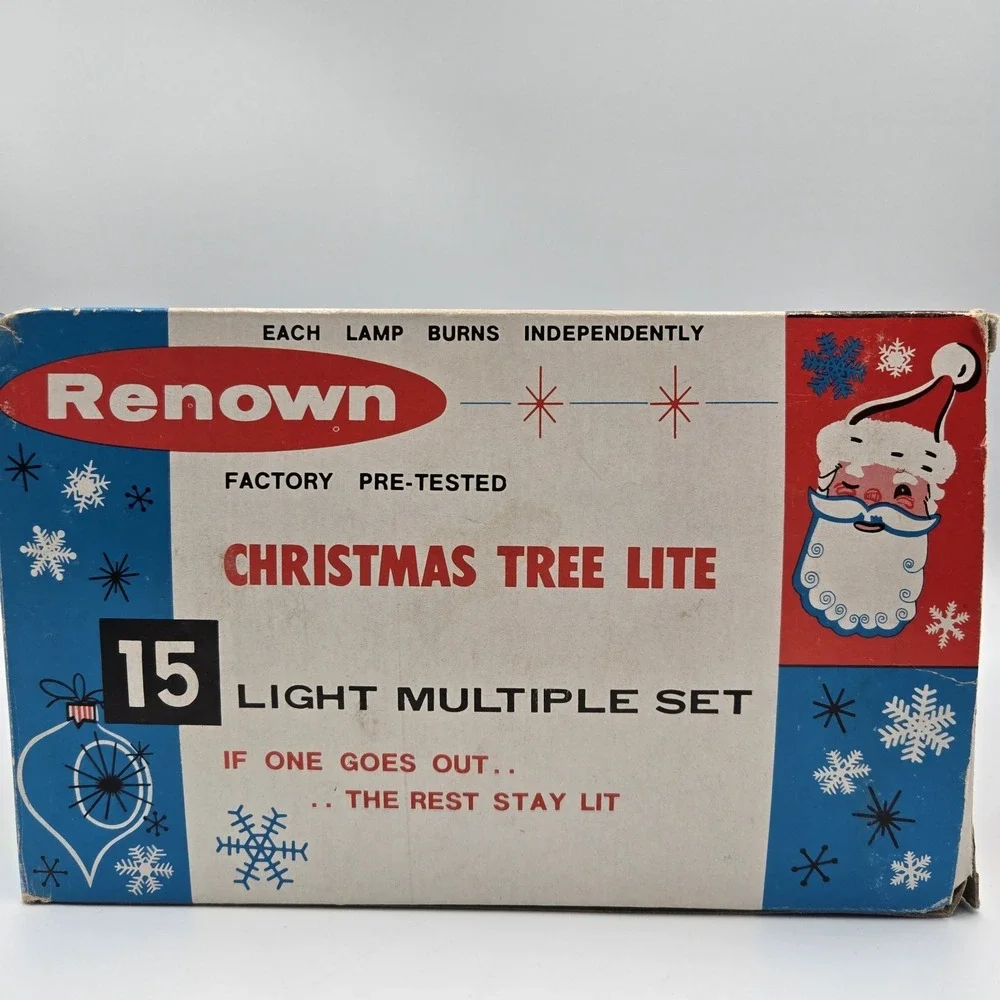 MCM 15 Christmas Light Tree Set Renown C-7 1/2 Lamps Indoor 222 15B VTG 1960 NOS